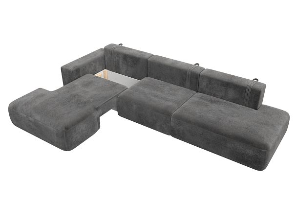 Диван угловой Лига-036 НПБ Модерн Лонг левый угол Велюр серый - Вид 7
