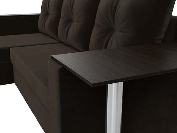 Угловой диван Атланта Лайт левый (полностью микровельвет коричневый) - Вид 4