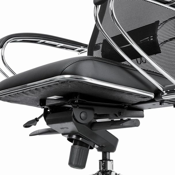 Кресло офисное МЕТТА "SAMURAI" Comfort S, хром, сиденье мягкое, ткань-сетка/экокожа, черное - Вид 9