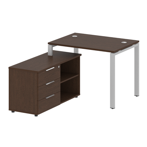 Metal System Р. ст. с тумбой на П-образном м/к БП.РС-СТС-2.1 (L) Венге/Серый металл 1100*1520*750 - Вид 1