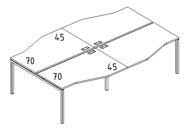 Рабочая станция (4х160) столы Техно каркас DUE A4 А4 Б2 191-2 БП серый / металлокаркас серый - Вид 3