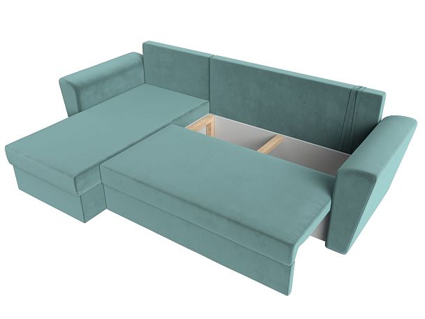 Угловой диван Амстердам Лайт левый (полностью Велюр бирюзовый) - Вид 8