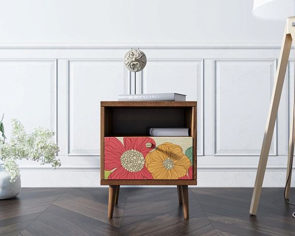 Тумбочка Berber с одним ящиком 5 принт арт BB06/Print_05, разноцветная - Вид 4