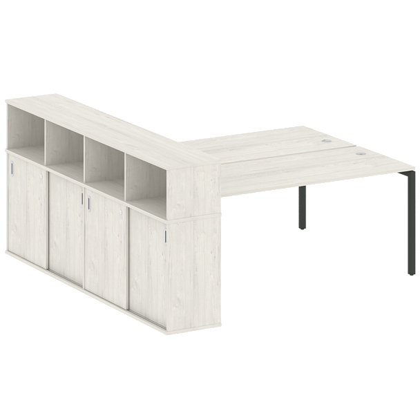 Metal System Quattro Р. ст. с шкафом-купе на П-образном м/к 40БП.РС-СШК-4.5 Т Дуб наварра/Антрацит металл 2210*2332*1098 - Вид 1