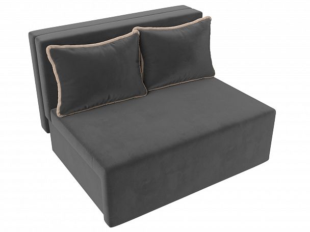 Диван прямой Лагуна (полностью велюр серый, кант велюр бежевый) - Вид 5