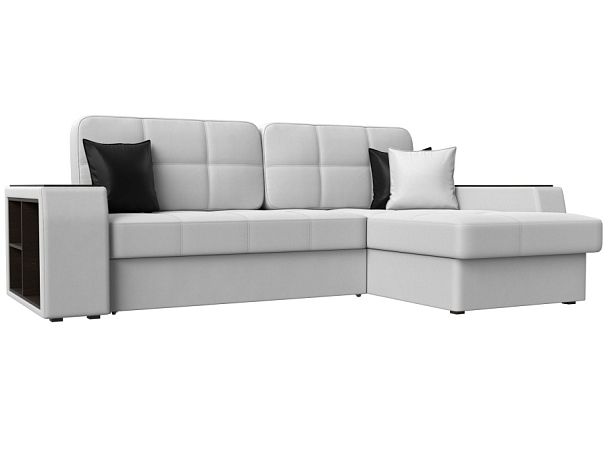 Угловой диван Брюссель правый (полностью экокожа белая) - Вид 1