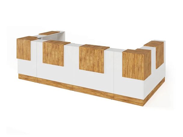 RTD094-340-ME ТАНДЕМ / TANDEM Стойка ресепшн П-образная -340 3400х700х1200 Таксония медовая - Вид 1