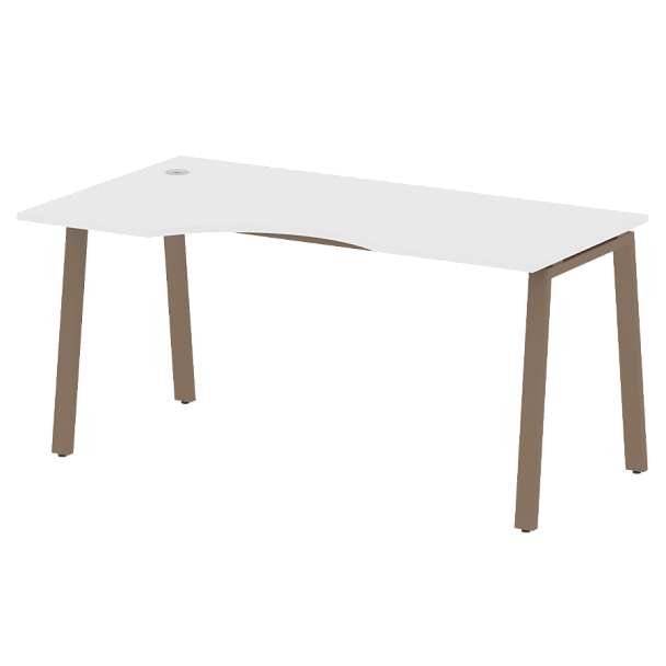 Metal System Стол криволинейный левый на А-образном м/к БА.СА-1 (L) Белый/Мокко металл 1600*900*750 - Вид 1