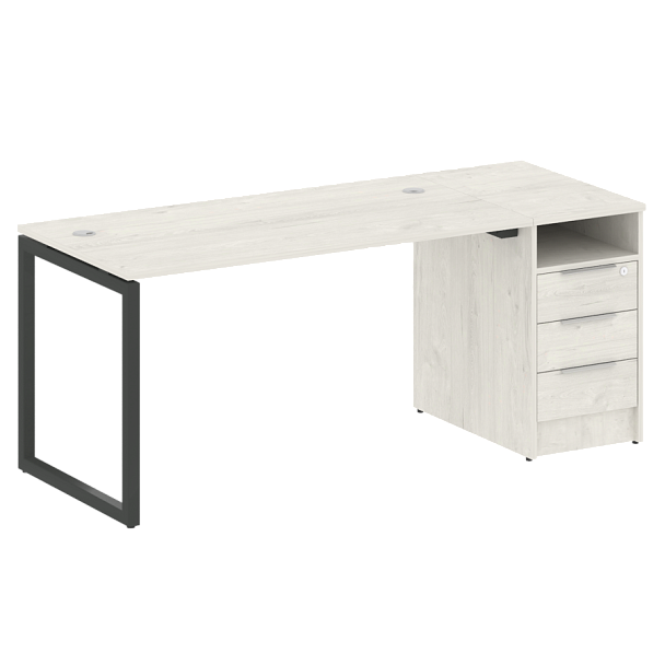 Metal System Quattro Р. ст. с тумбой на О-образном м/к 40БО.РС-СТП-1.3 Дуб наварра/Антрацит металл 1812*720*750 - Вид 1