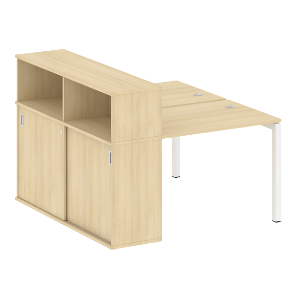 Metal System Quattro Р. ст. с шкафом-купе на П-образном м/к 50БП.РС-СШК-2.1 Т Акация/Белый металл 1410*1475*1098 - Вид 1