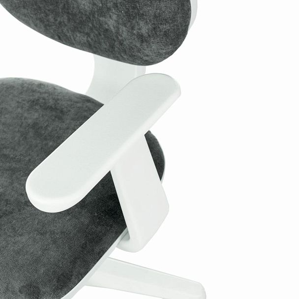 Кресло детское BRABIX "Fancy MG-201W", с подлокотниками, пластик белый, велюр, серое, 533010 - Вид 7