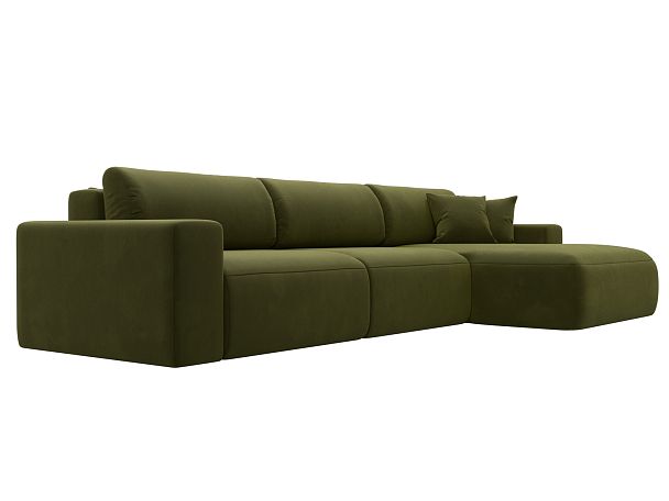 Диван угловой Лига-036 Классик Лонг правый угол Микровельвет зеленый - Вид 3