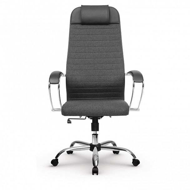 Кресло офисное МЕТТА "К-27" хром, ткань, сиденье и спинка мягкие, серое - Вид 5