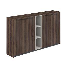 Шкаф средний (2 шт) со стеллажом, 2140х410х1226  / корпус: дуб адриа, фасады: дуб адриа Риф / Reef - Фото предпросмотра