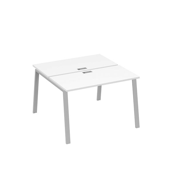 Рабочая станция (2х120) на каркасе TRE A4 А4 Б3 170  БП белый премиум / металлокаркас серый - Вид 1