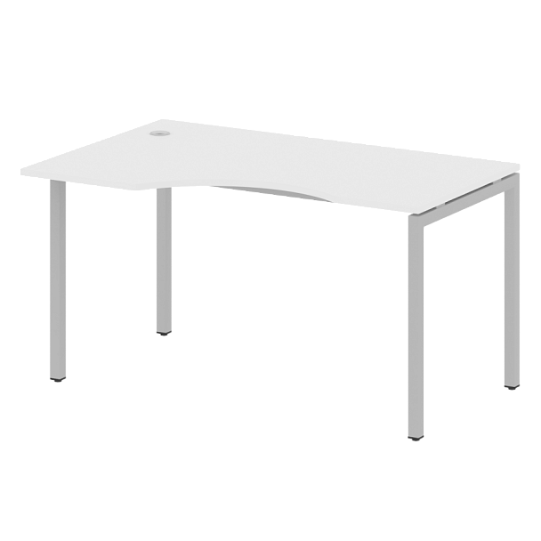 Metal System Quattro Стол криволинейный левый на П-образном м/к 40БП.СА-2 (L) Белый/Серый металл 1400*900*750 - Вид 1