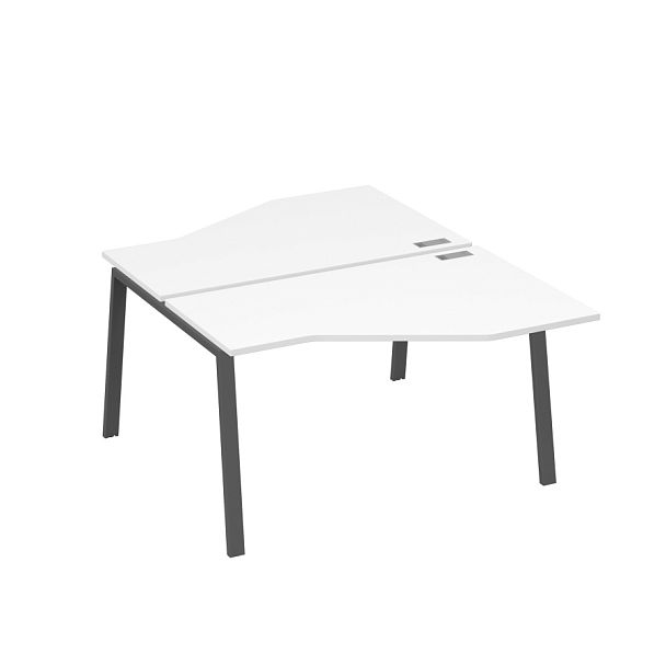 Рабочая станция (2х140) каркас TRE со столами Техно A4 А4 Б3 187  БП белый премиум / металлокаркас антрацит - Вид 1