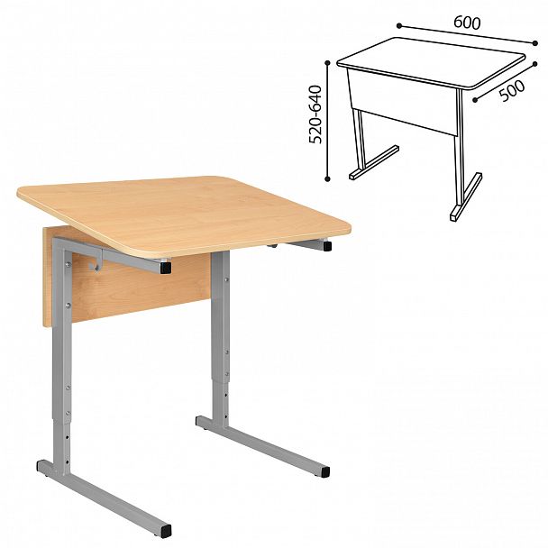 Стол-парта СУТ.54-01, одноместный, регулируемый угол, серый каркас, ЛДСП клён, гр.2-4, - Вид 6