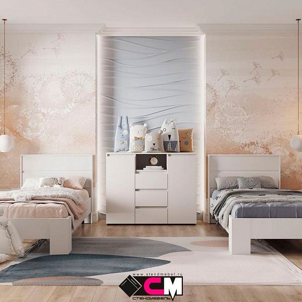 Хелен КМ 01 Комод 1202 (1.202х0.958х0.460) белый/белый - Вид 3