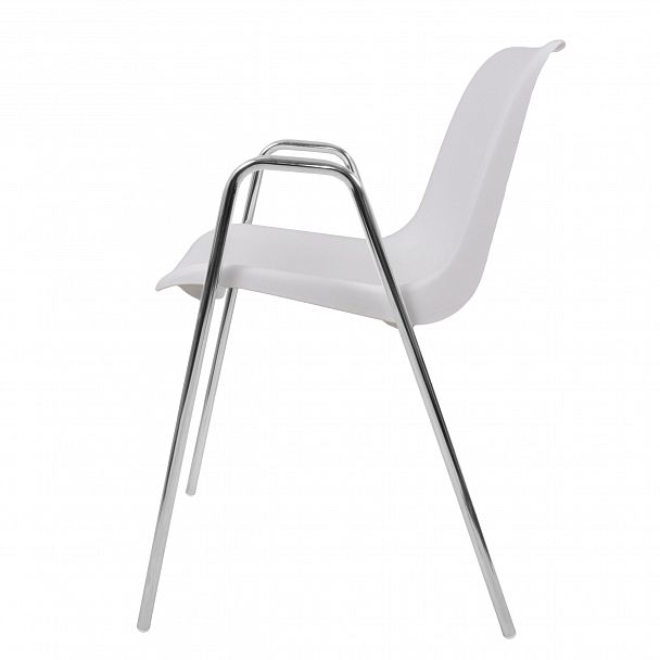 Стул Vicenza (4 высокие ножки c подлокотниками), каркас Хром, белый, стопируемый - Вид 3