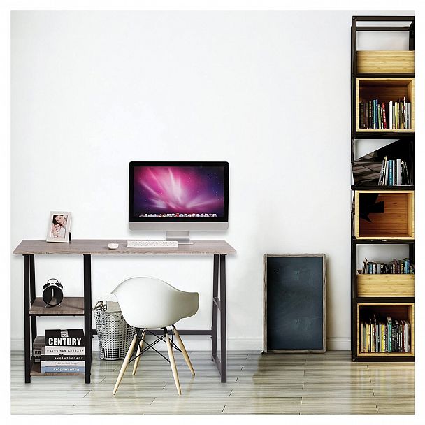 Стол на металлокаркасе BRABIX "LOFT CD-006", 1200х500х730 мм, 2 полки, цвет морёный дуб, 641224 - Вид 13