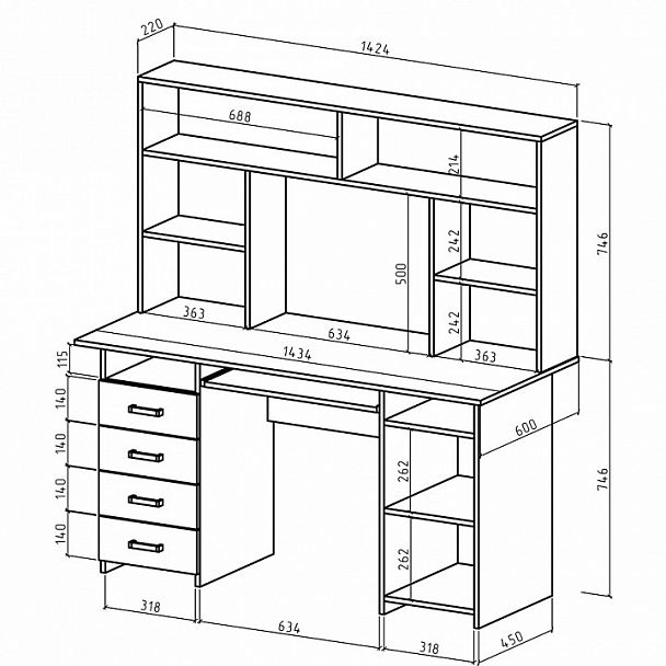 Стол компьютерный Лайт-8К СН - Вид 2