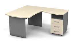 Стол угловой L,R 1400 Берлин Береза Майнау/Серый УРМ 140 L\R - Фото предпросмотра