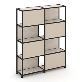 Shelf Mobile Стеллаж 5 уровней 2 секции VR.LT-STK-516.08 Денвер Светлый/Металл Черный/W-04 1570*400*2000 - Фото предпросмотра