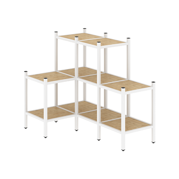 Loft Угловой внутренний стеллаж наборный VR.L-37 Тиквуд светлый/Белый металл 862*1278*1047 - Вид 1