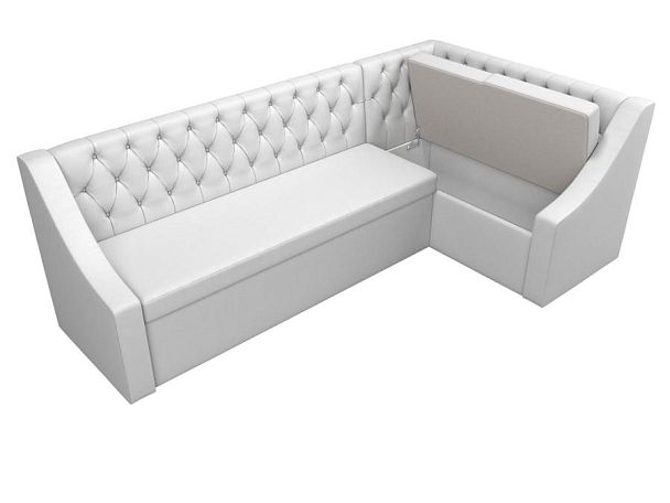Кухонный угловой диван Мерлин правый (полностью экокожа белая) - Вид 6