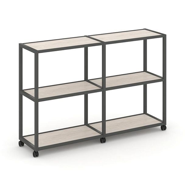 Shelf Mobile Стеллаж 3 уровня 2 секции VR.LT-STK-311.08 Денвер Светлый/Металл Антрацит 1570*400*1046 - Вид 1