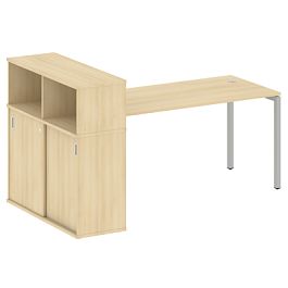 Metal System Quattro Стол письменный с шкафом-купе на П-образном м/к 40БП.РС-СШК-3.4 Т Акация/Серый металл 2010*1120*1098 - Фото предпросмотра