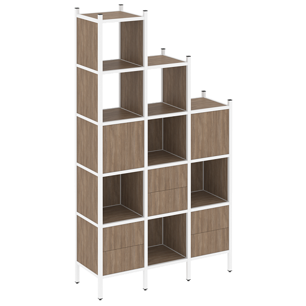 Loft Прямой стеллаж наборный VR.L-22 Дуб аризона/Белый металл 1278*446*2280 - Вид 1