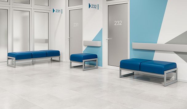 Банкетка одноместная "MODULE" MD.B1 Серый+синий - Вид 4