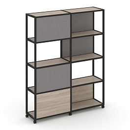 Shelf Mobile Стеллаж 5 уровней 2 секции VR.LT-STK-515.06 Дуб Аттик/Металл Черный/W-11 1170*400*2000 - Фото предпросмотра