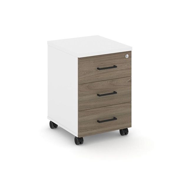 Стайл Проджект Тумба мобильная усил. колеса SN.TMU-002 Белый/Белый/Вяз Благородный/Черный Ручки 416* - Вид 1