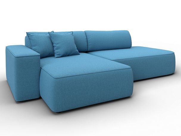 Диван угловой Лига-065 БП угол левый Рогожка голубой - Вид 2