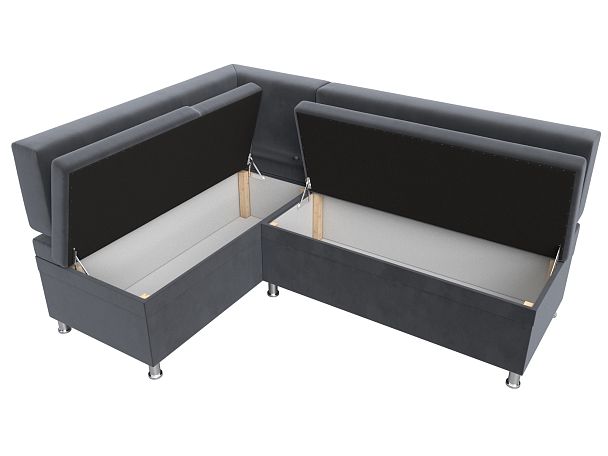 Кухонный уголок Стайл левый (полностью велюр серый) - Вид 7