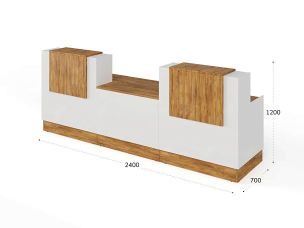 RTD091-300-ME ТАНДЕМ / TANDEM Стойка ресепшн 5-300 3000х700х1200 Таксония медовая - Вид 3