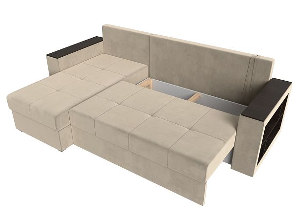 Диван угловой Дубай Лайт угол левый (полностью микровельвет бежевый) - Вид 8