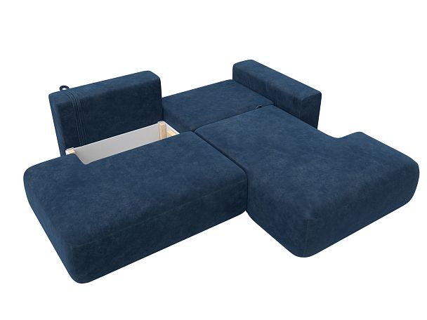 Диван угловой Лига-036 НПБ Модерн правый угол Велюр синий - Вид 8
