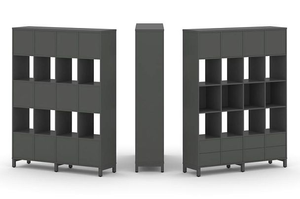 Стайл Проджект Набор стеллажа 1 сторон., 5 яр. SN.NS-541 Антрацит/Металл Антрацит 1488*400*1982 - Вид 1