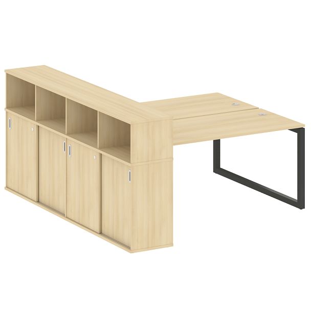 Metal System Quattro Р. ст. с шкафом-купе на О-образном м/к 50БО.РС-СШК-4.4 Т Акация/Антрацит металл 2010*2332*1098 - Вид 1