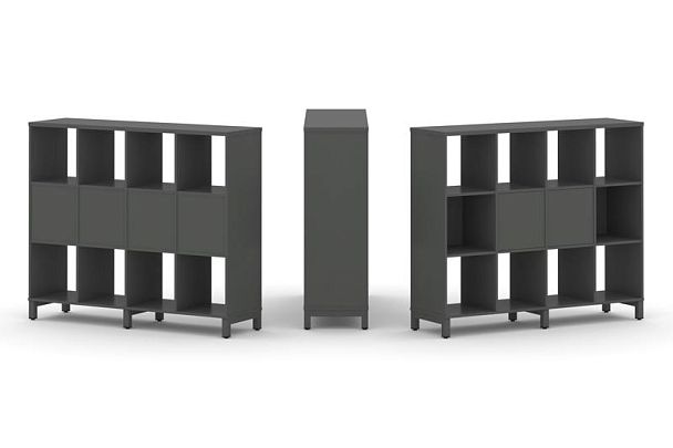 Стайл Проджект Набор стеллажа 1 сторон., 3 яр. SN.NS-341 Антрацит/Металл Антрацит 1488*400*1248 - Вид 1