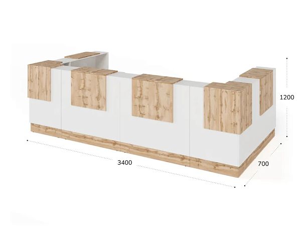 RTD094-340-V ТАНДЕМ / TANDEM Стойка ресепшн П-образная -340 3400х700х1200 Вотан - Вид 3