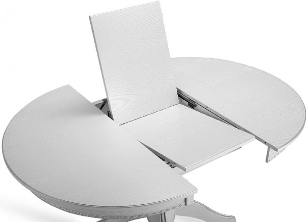Стол деревянный раздвижной Вэлт D110(150)х110х76 Белый с серебряной патиной - Вид 6
