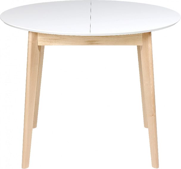 Обеденная группа стол раздвижной Норден D100 Белый/Натуральный и 2 стула Мэти Натуральный/Серый велюр - Вид 3