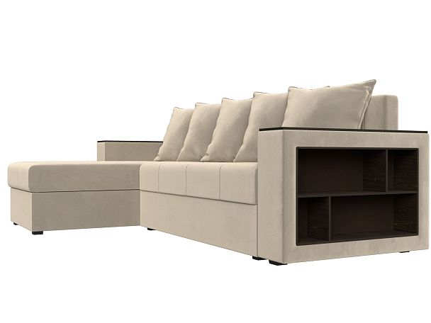 Диван угловой Дубай Лайт угол левый (полностью микровельвет бежевый) - Вид 3