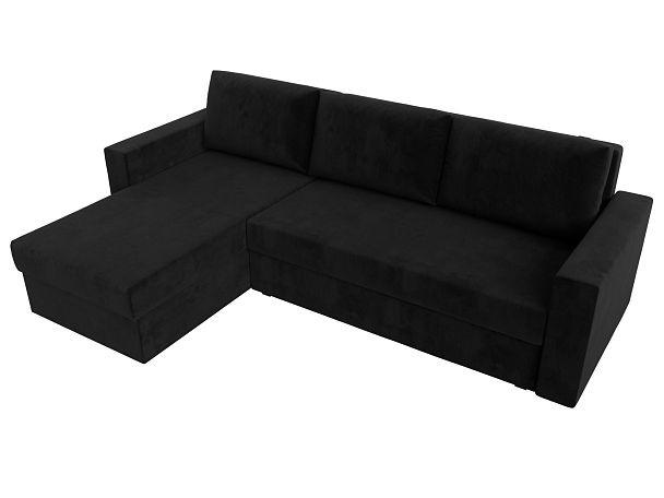 Угловой диван Траумберг Лайт левый (полностью велюр черный) - Вид 5