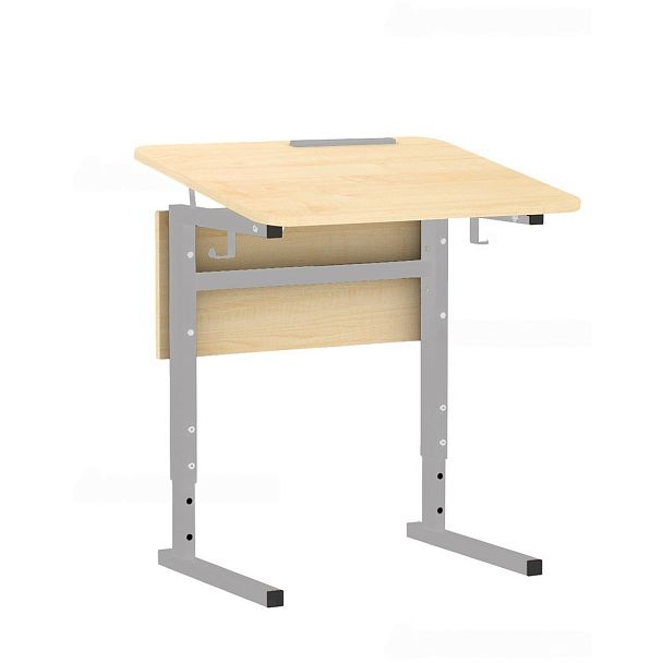 Стол ученический 115Рп, 1-местный, регулир. высота и наклон столешницы 0-10° на прямоугольной трубе (м/к Коричневый, Серый, Черный), гр.3-5 - Вид 3